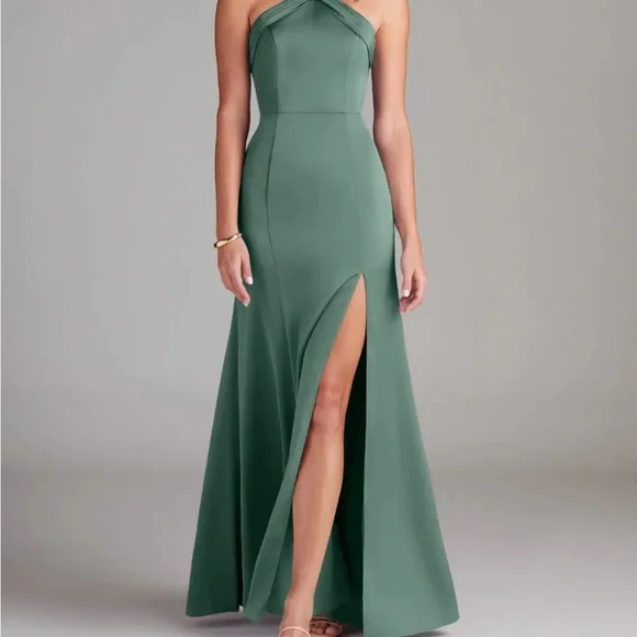 Azazie Strapless Green Dress - Picture 6 of 11
